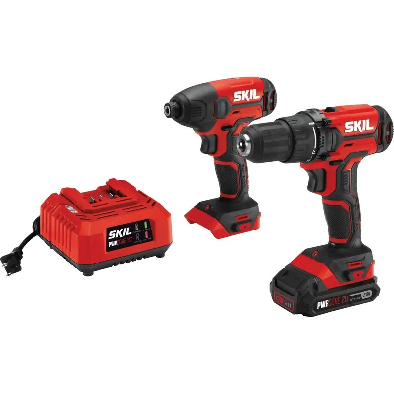 SKIL CB739001 2-Tool PWRCore 20 Volt Lithium-Ion Drill/Driver & Impact Driver Cordless Tool Combo Kit