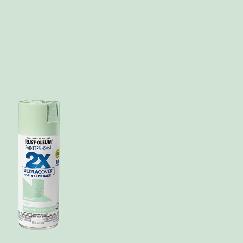 Rust-Oleum 334053 Painter's Touch 2X Ultra Cover 12 Oz. Gloss Paint + Primer Spray Paint, Ocean Mist