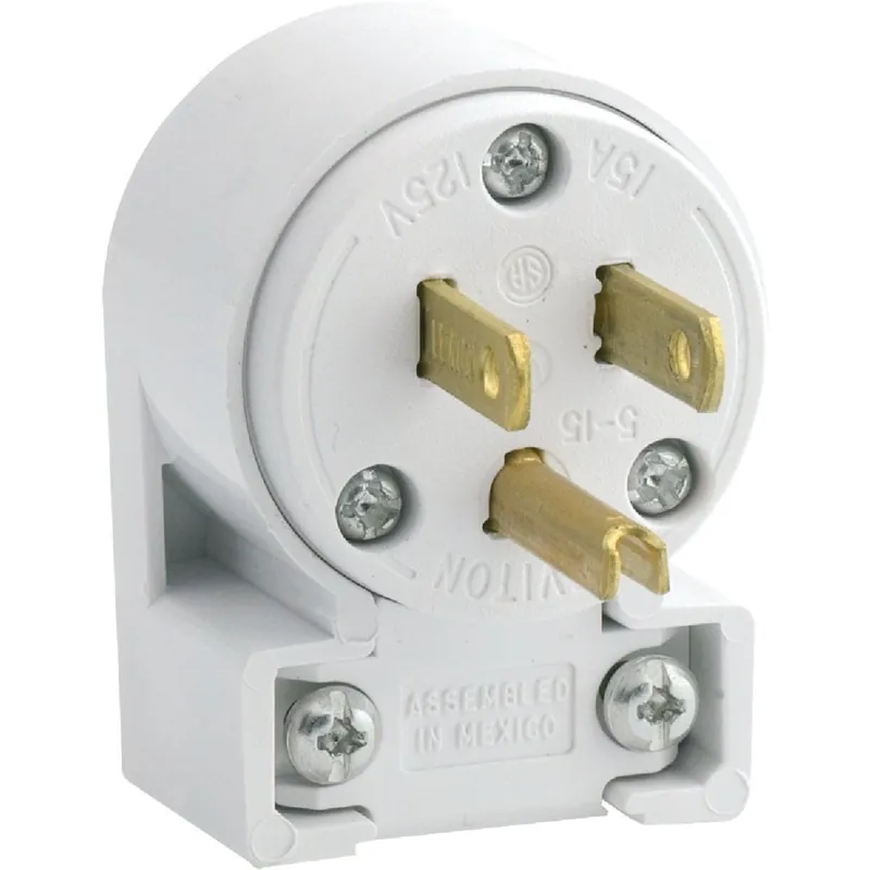 Leviton 020-515AN-00W 15A 125V 3-Wire 2-Pole Commercial Grade Angle Cord Plug