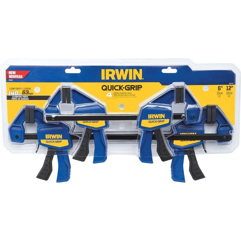 Irwin 1964748 Quick-Grip One-Hand Bar Clamp Set (4-Piece)