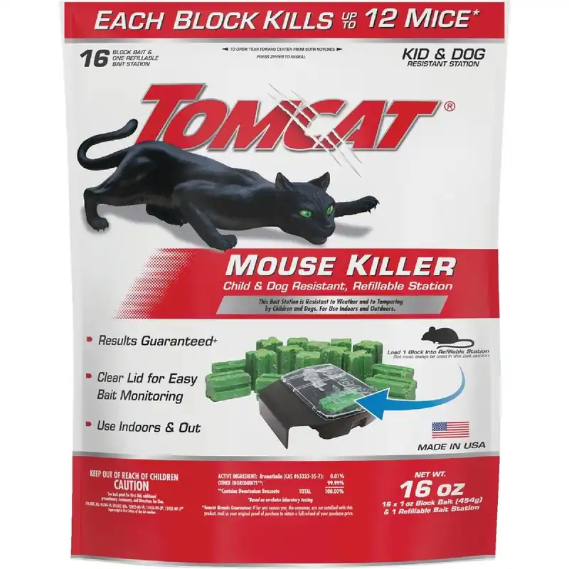 Tomcat 0372110 Mouse Killer I Refillable Mouse Bait Station (16-Refill)