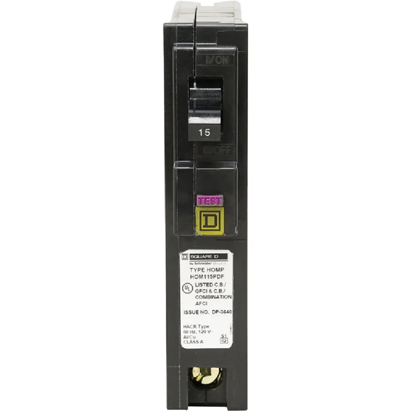 Square D HOM115PDFC Single-Pole CAFCI Plug-On Neutral Dual Function Circuit Breaker