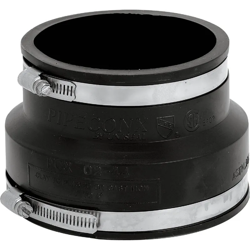 Fernco P1002-64 Flexible PVC Coupling 6 In. x 4 In. Clay to Cast Iron or Plastic