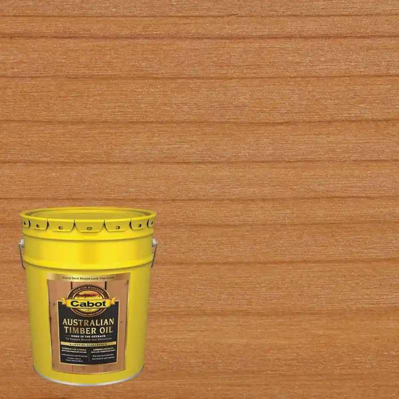 Cabot 140.0003458.008 Australian Timber Oil Translucent Exterior Oil Finish, Honey Teak, 5 Gal.