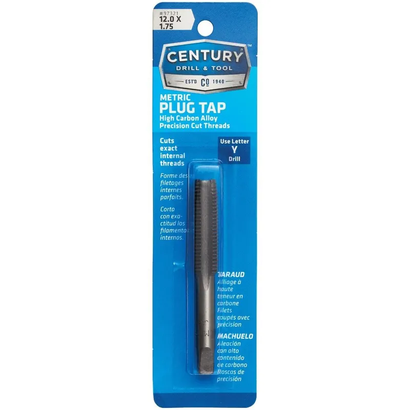 Century Drill Tool 97321 12.0x1.75 Carbon Steel Metric Tap