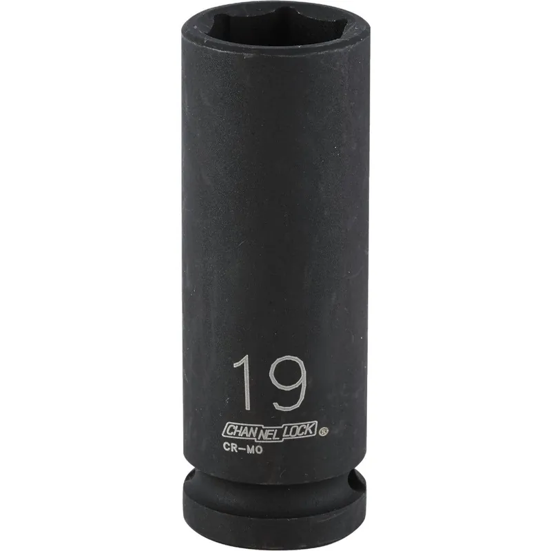 Channellock 302913 1/2 In. Drive 19 mm 6-Point Deep Metric Impact Socket