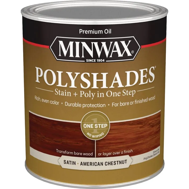 Minwax 613750444 Polyshades 1 Qt. Satin Stain & Finish Polyurethane In 1-Step American Chestnut