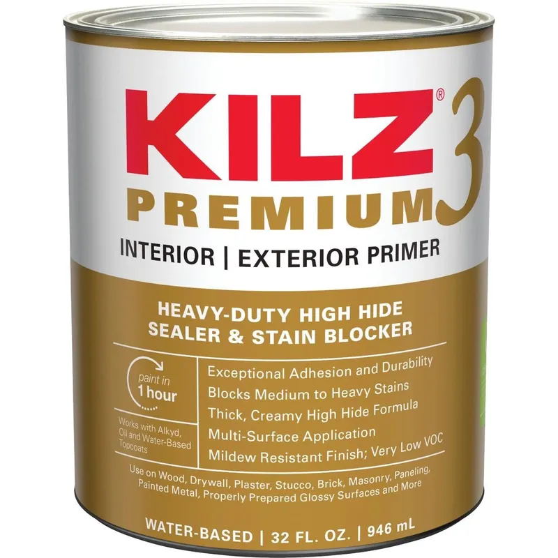 KILZ 13002 Premium Water-Base Interior/Exterior Sealer Stain Blocking Primer 1 Qt.