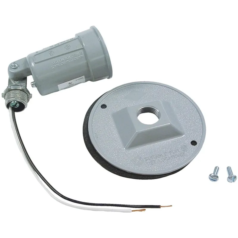 Bell 5624-5 HUB5624-5 150W Aluminum Round Single Gray Weatherproof Outdoor Lampholder with Cover