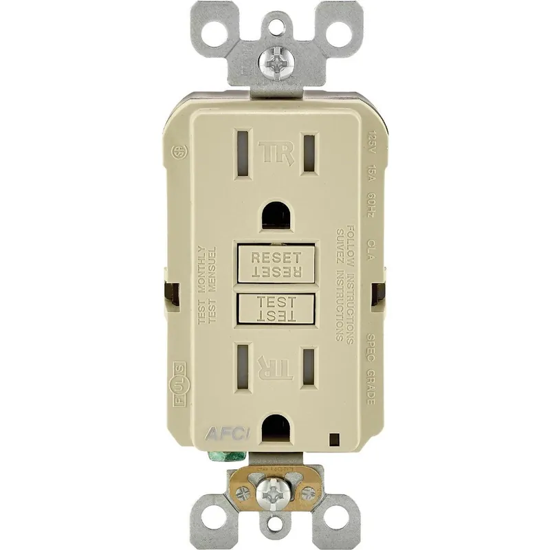 Leviton R31-AFTR1-0KI SmartLockPro 15A Ivory Arc Fault 5-15R Duplex Outlet