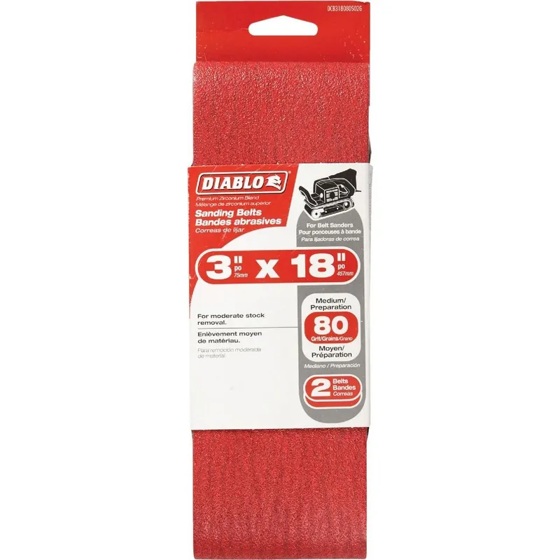 Diablo DCB318080S02G 3 In. x 18 In. 80 Grit General Purpose Sanding Belt (2-Pack)