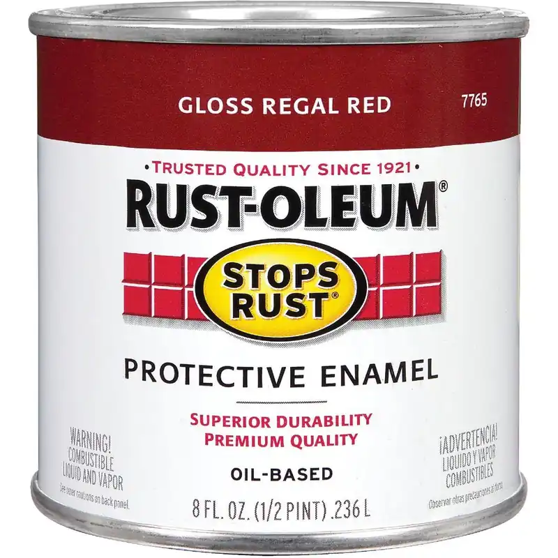 Rust-Oleum 7765730 Stops Rust Oil Based Gloss Protective Rust Control Enamel Regal Red 1/2 Pt.