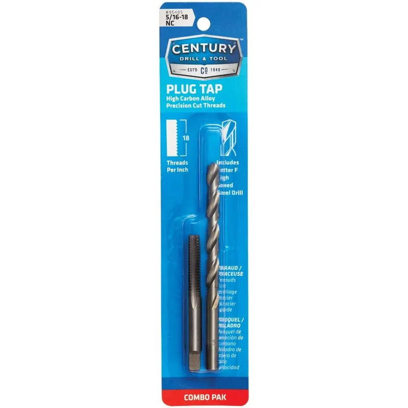 Century Drill Tool 95405 5/16-18 National Coarse Carbon Steel Tap-Plug and f Letter Gauge Drill Bit