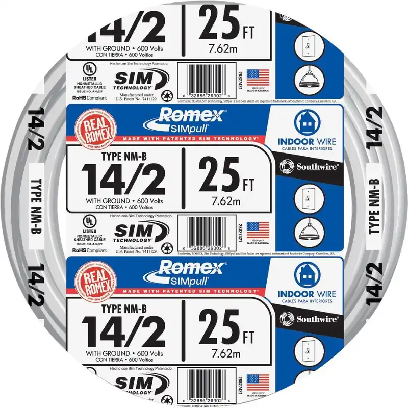 Romex 28827421 Romex 25 Ft. 14/2 Solid White NMW/G Electrical Wire