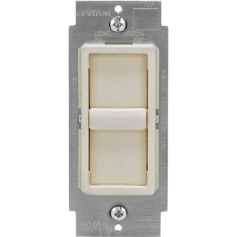 Leviton C28-06672-1LT Decora Incandescent/Halogen/LED/CFL Light Almond Slide Dimmer Switch