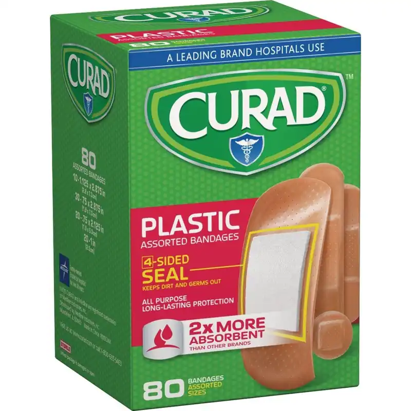 Curad CUR45157RB Assorted Plastic Adhesive Bandages (80 Ct.)