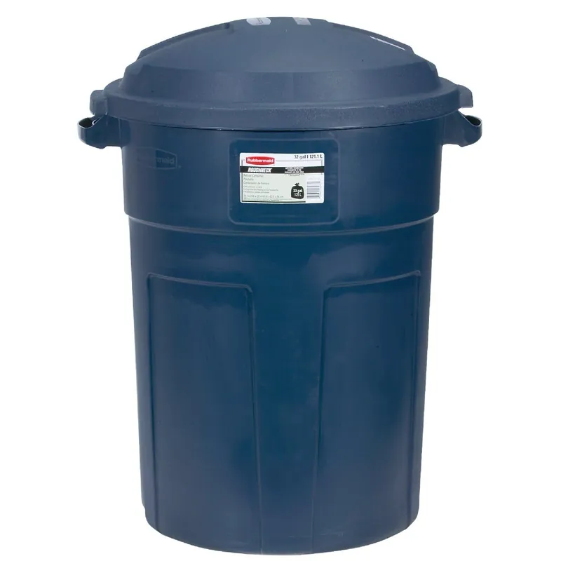 Rubbermaid FG289487BLAZB Roughneck 32 Gal. Blue Trash Can with Lid