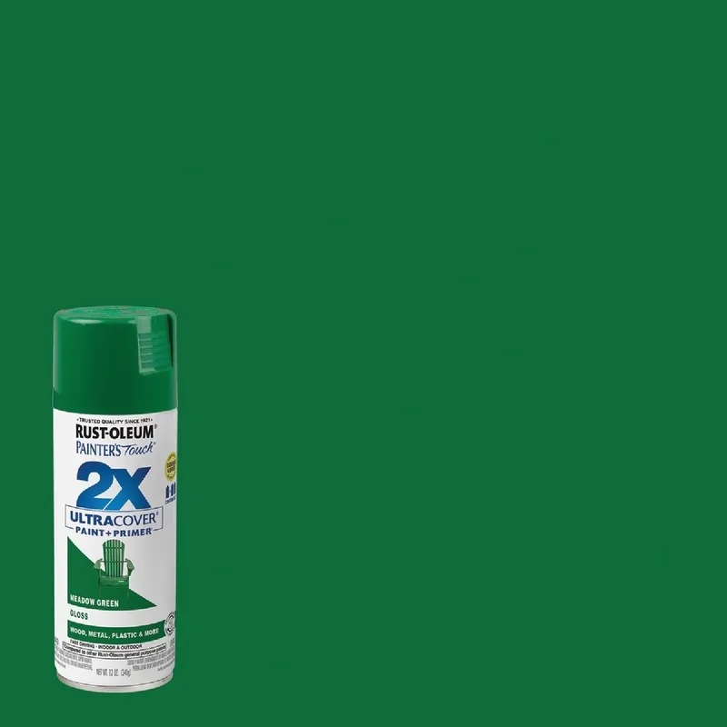 Rust-Oleum 334039 Painter's Touch 2X Ultra Cover 12 Oz. Gloss Paint + Primer Spray Paint, Meadow Green