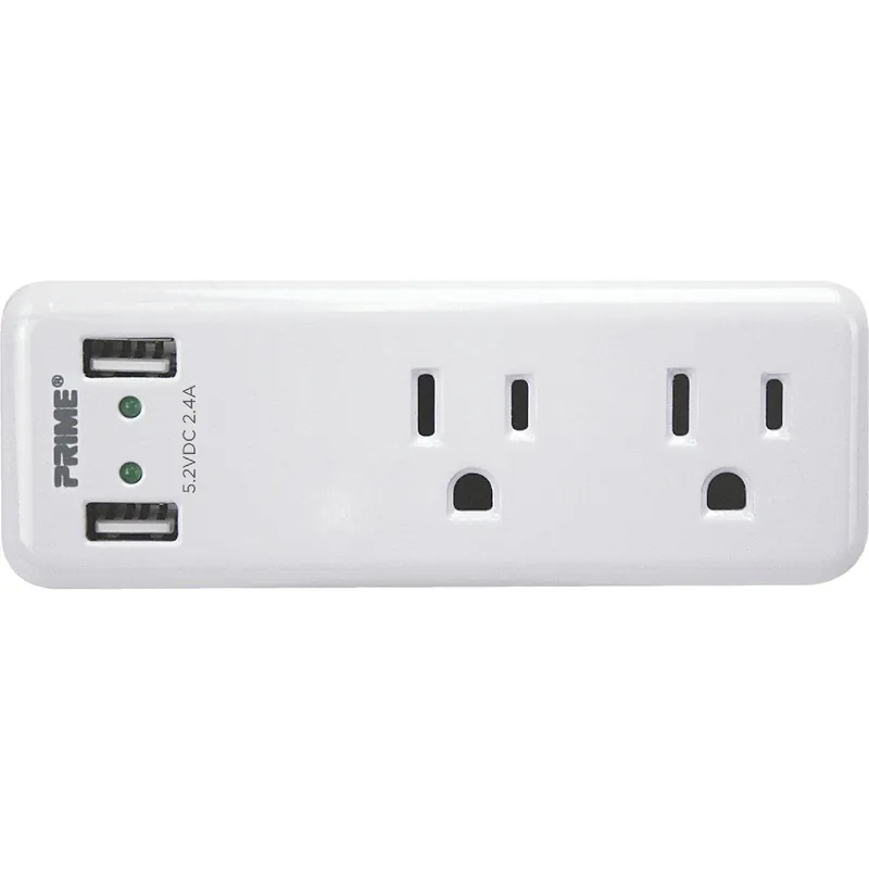 Prime Wire PBUSB242 2 Power & 2 USB Wall Charger