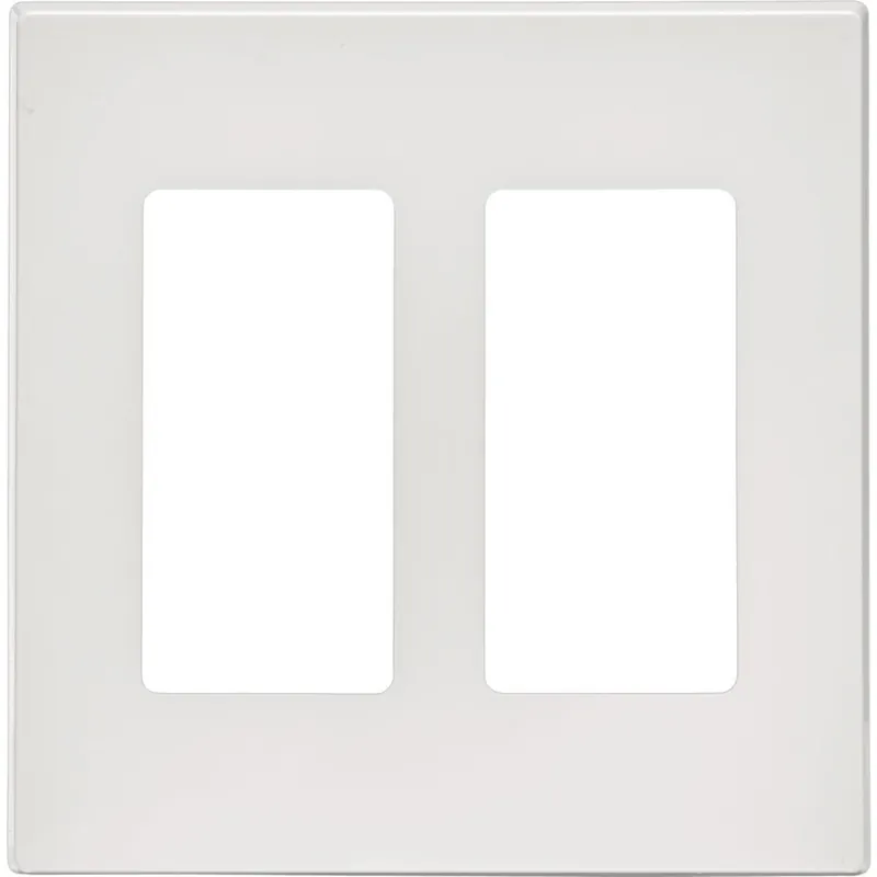 Leviton C42-80309-00W Decora Plus 2-Gang Poly Carbonate Screwless Decorator Wall Plate White