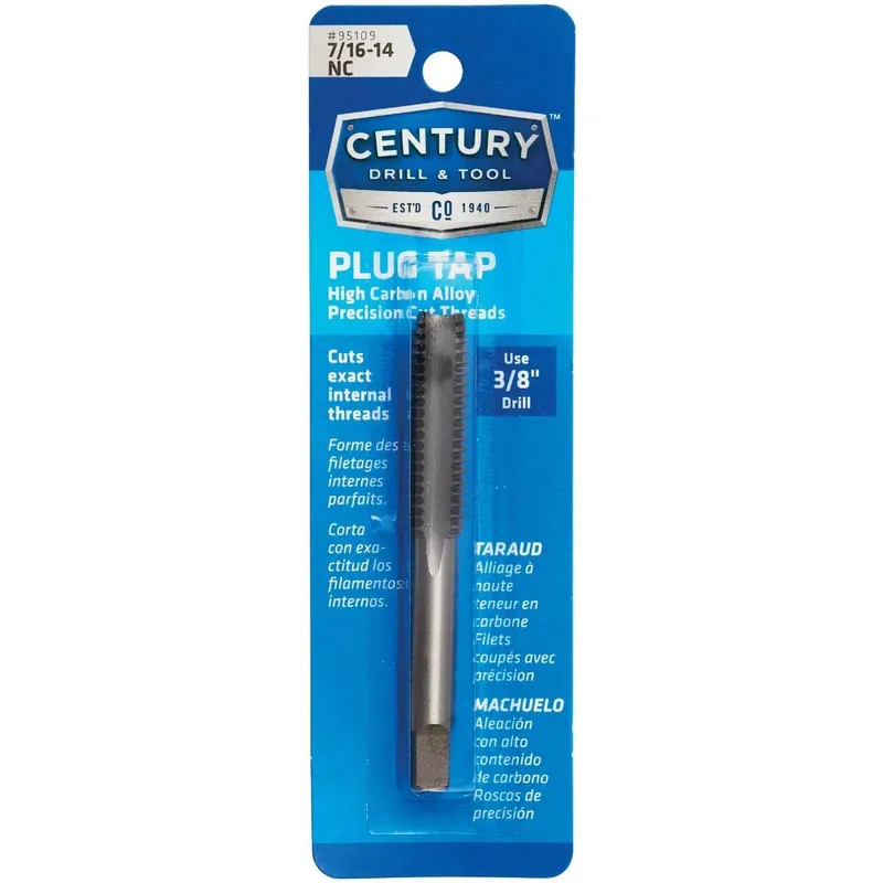 Century Drill Tool 95109 CDT95109 7/16-14 Carbon Steel National Coarse Tap-Plug
