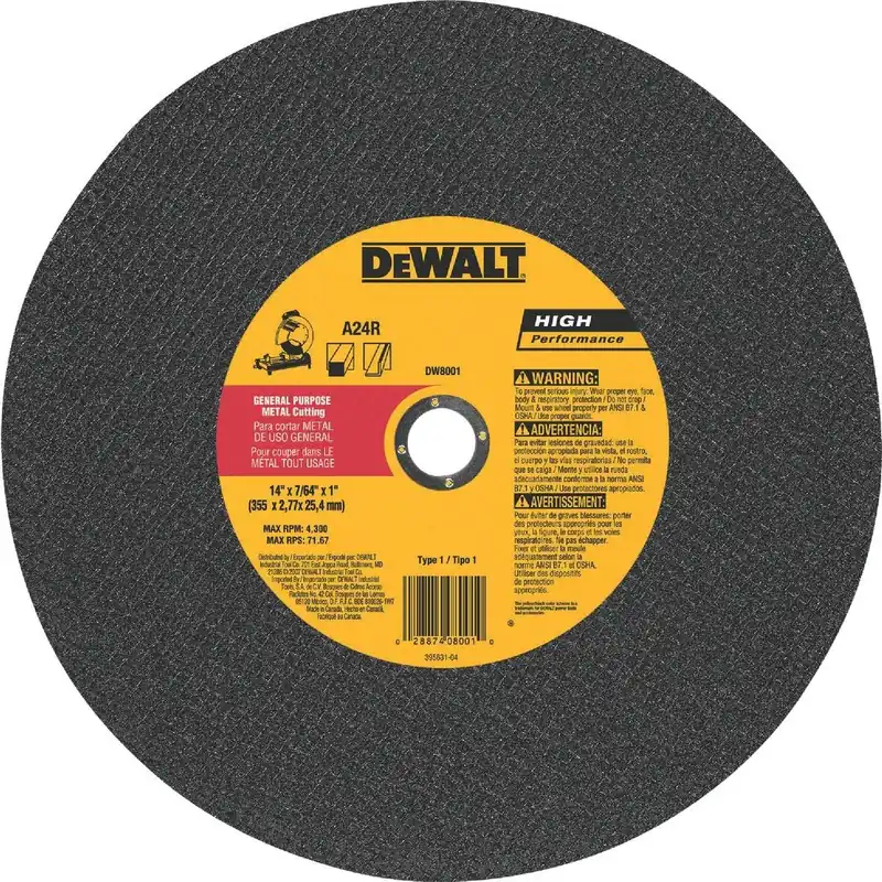 DeWalt DW8001Z HP Type 1 14 In. x 7/64 In. x 1 In. Metal Cut-Off Wheel