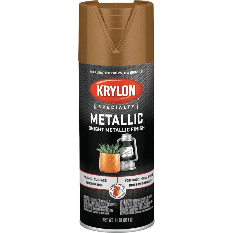 Krylon K01708A77 Metallic 12 Oz. Gloss Spray Paint, Brass