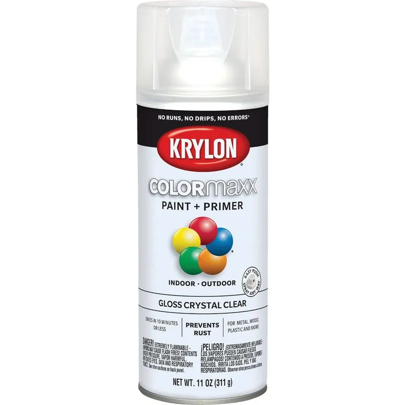 Krylon K05515007 ColorMaxx 11 Oz. Gloss Paint + Primer Spray Paint, Crystal Clear