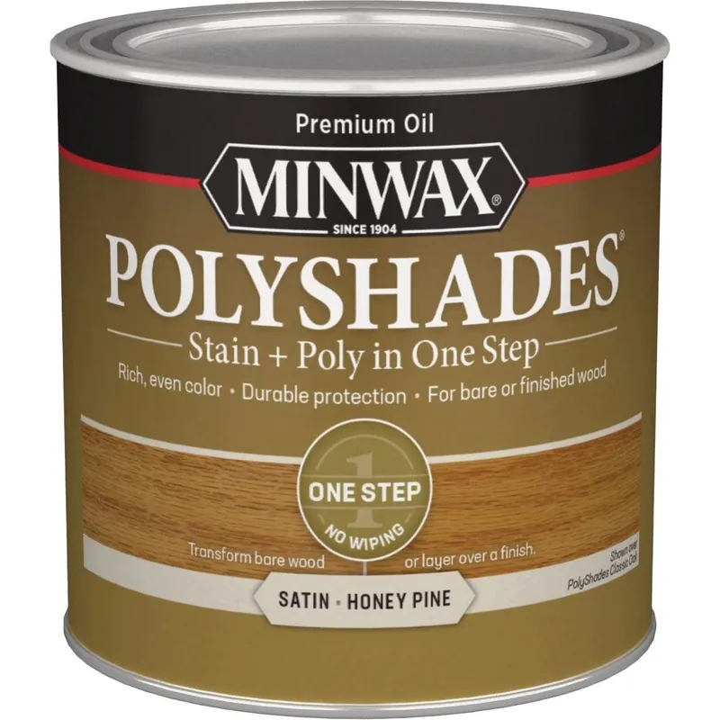 Minwax 213104444 Polyshades 1/2 Pt. Satin Stain & Finish Polyurethane In 1-Step Honey Pine