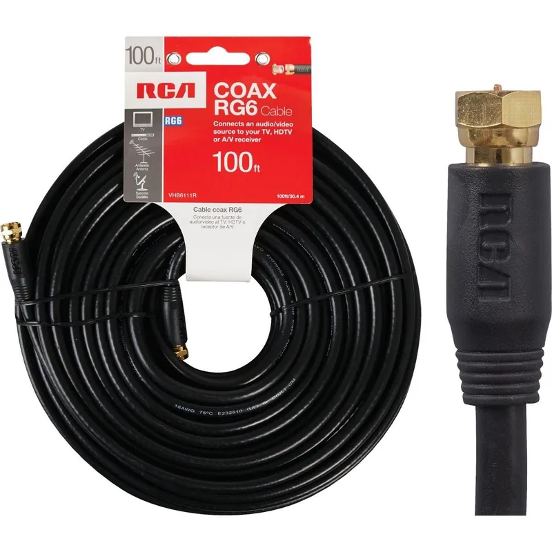 RCA VHB6111R 100 Ft. Black Digital RG6 Coaxial Cable