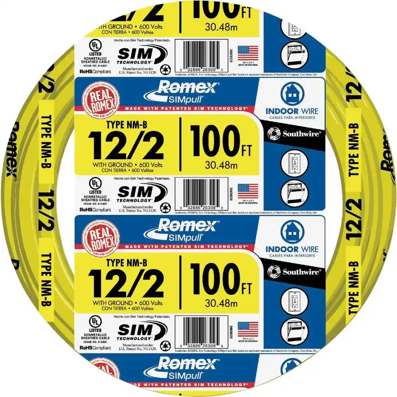 Romex 28828228 100 Ft. 12/2 Solid Yellow NMW/G Electrical Wire