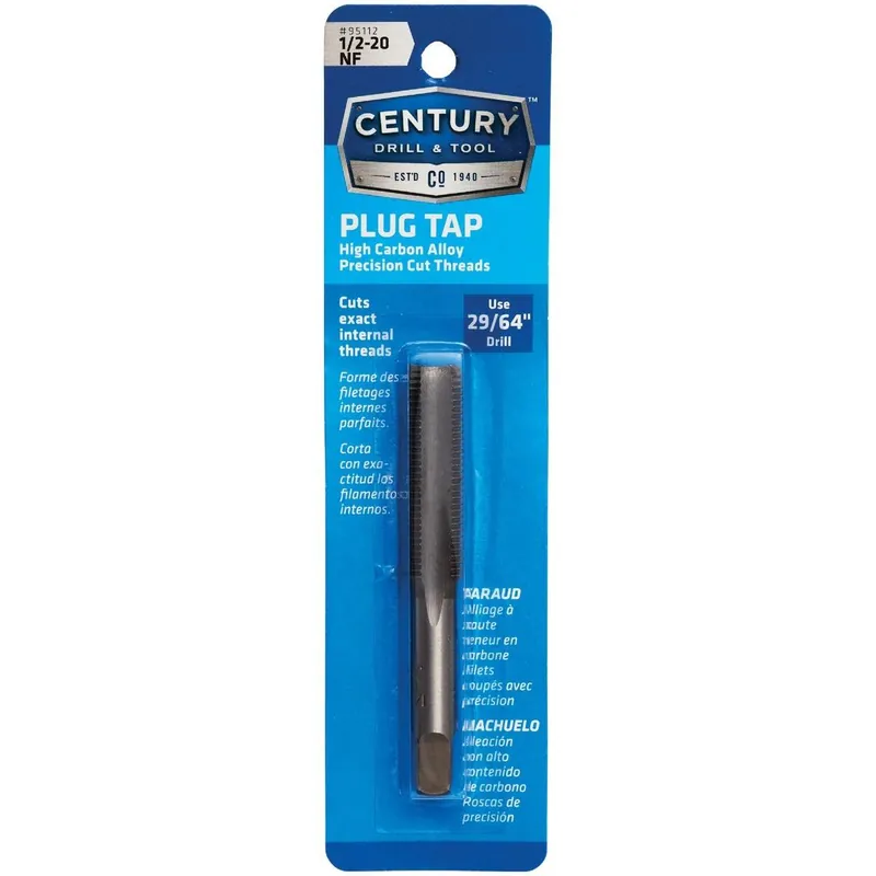 Century Drill Tool 95112 1/2-20 Carbon Steel National Fine Tap-Plug