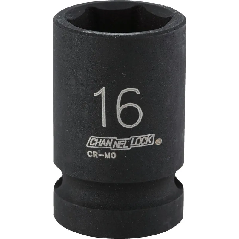 Channellock 302887 1/2 In. Drive 16 mm 6-Point Shallow Metric Impact Socket