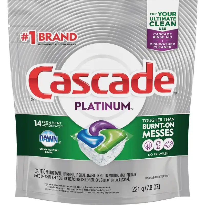 Cascade 3700090802 Platinum Action Pacs Fresh Dishwasher Detergent Tabs (14 Count)