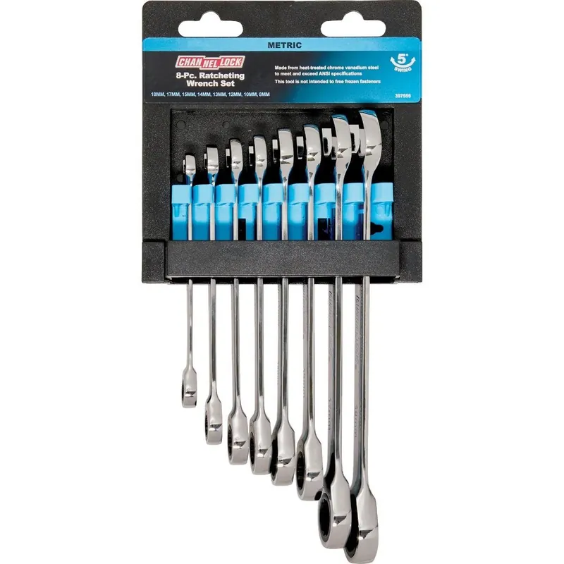 Channellock 397555 Metric 12-Point Ratcheting Combination Wrench Set (8-Piece)