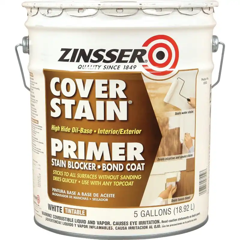 Zinsser 3550 Cover-Stain Voc High Hide Oil-Base Interior/Exterior Stain Blocker Primer White 5 Gal.