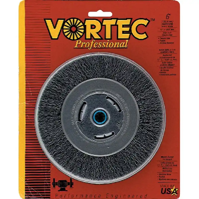 Weiler 36004 Vortec 6 In. Crimped, Coarse Bench Grinder Wire Wheel