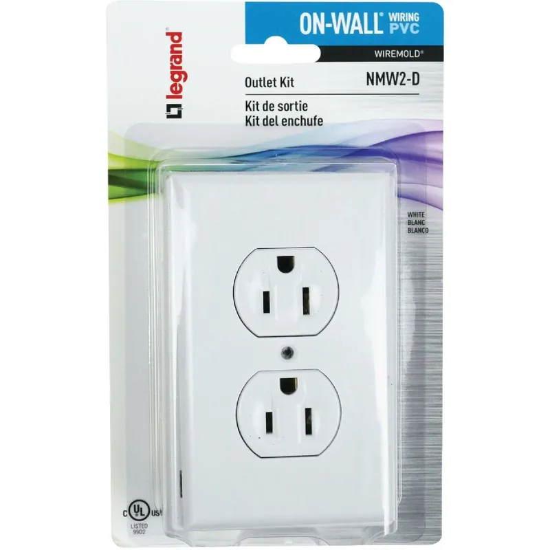 Wiremold NMW2-D On-Wall White PVC 1 In. Outlet Box Kit