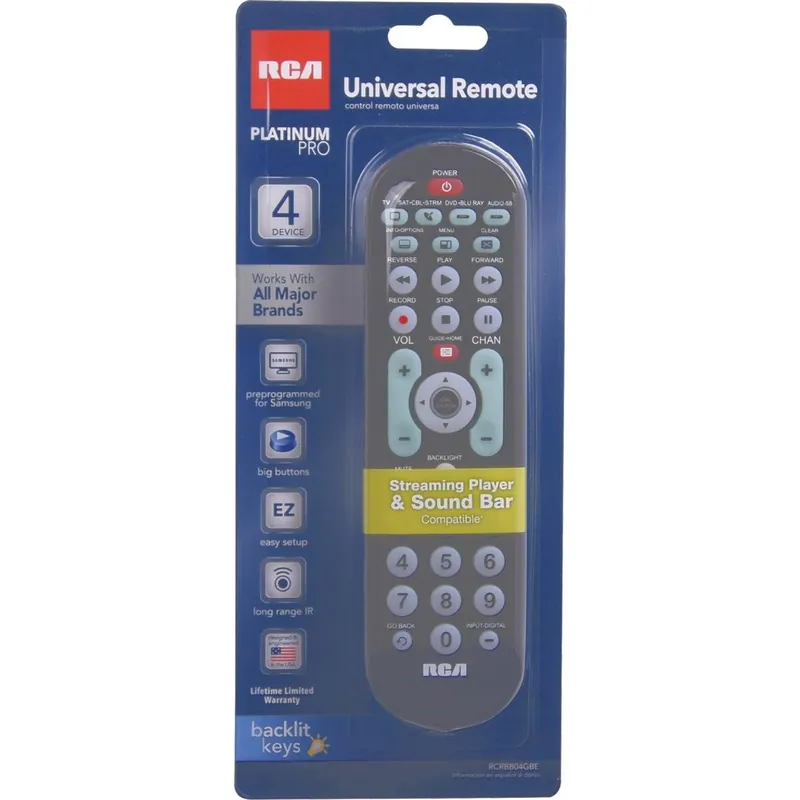 RCA RCRBB04GBE RCA 4-Device Universal Black Big Button Remote Control