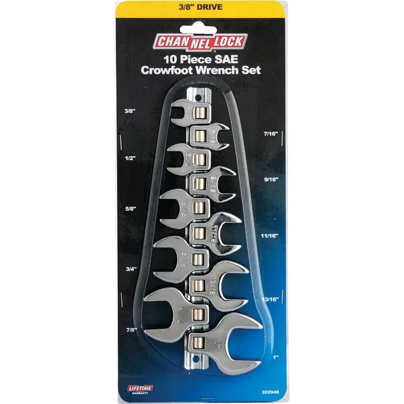 Channellock 302948 Standard 3/8 In. Drive Crowfoot Wrench Set (10-Piece)