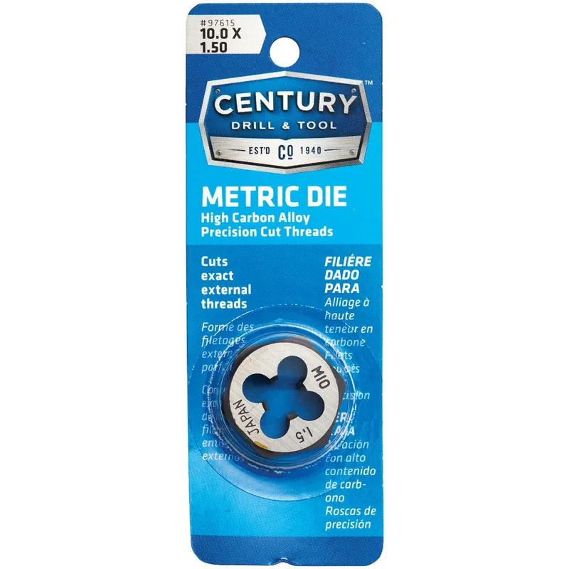 Century Drill Tool 97615 10.0x1.50 NPT 1 In. Across Flats Hexagon Pipe Die