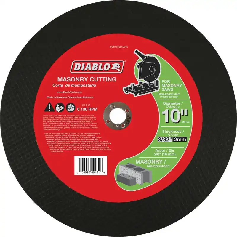 Diablo DBD100093L01C Type 1 10 In. x 3/32 In. x 5/8 In. Masonry Cut-Off Wheel