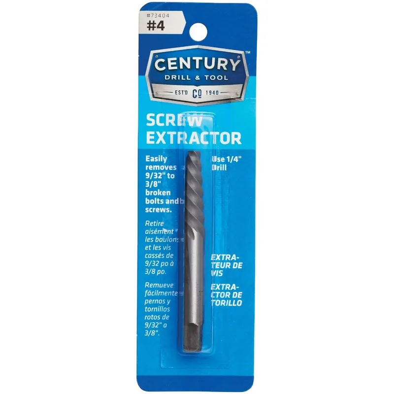 Century Drill Tool 73404 #4 Spiral Flute Screw Extractor