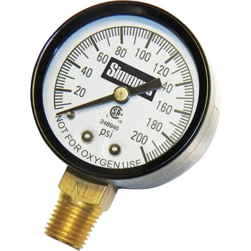 Simmons 1309 1/4 In. MPT Fitting 200 psi Pressure Gauge
