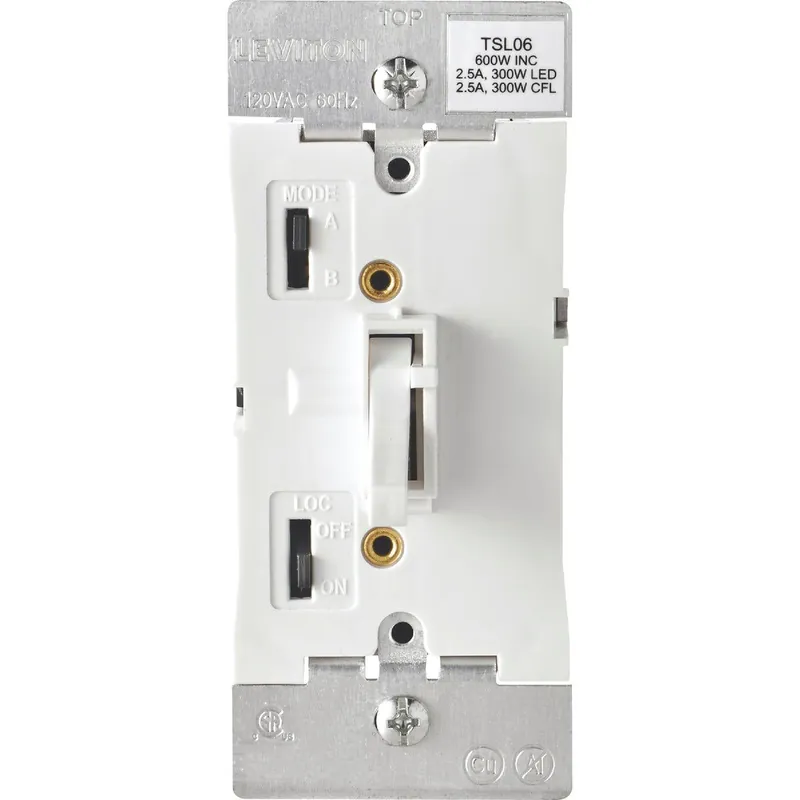 Leviton R12-TSL06-1KW Incandescent/Halogen/LED/CFL White Slide Dimmer Switch