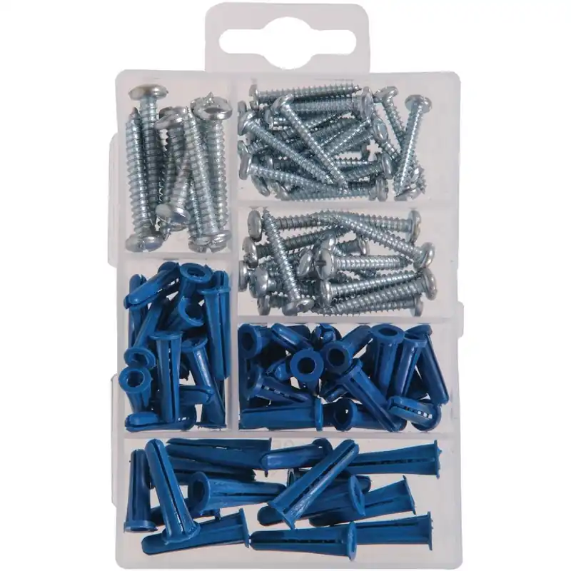 HILLMAN 130201 The Fastener Center Screw and Anchor Fastener Assortment Kit 100 Pcs.