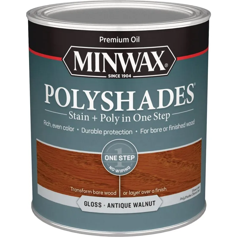 Minwax 61440444 Polyshades 1 Qt. Gloss Stain & Finish Polyurethane In 1-Step Antique Walnut