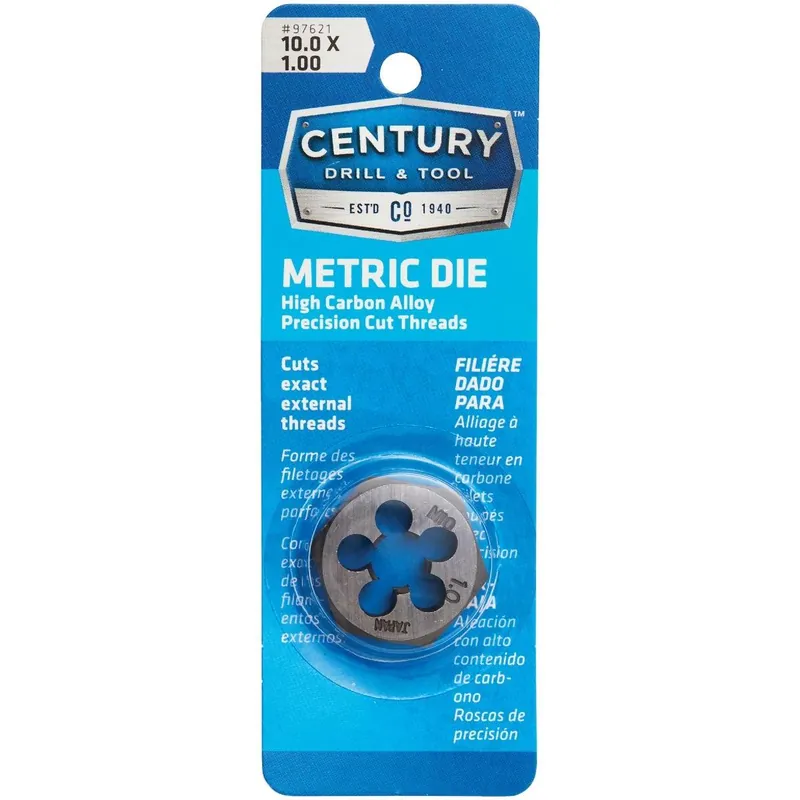 Century Drill Tool 97621 10.0x1.00 NPT 1 In. Across Flats Hexagon Pipe Die
