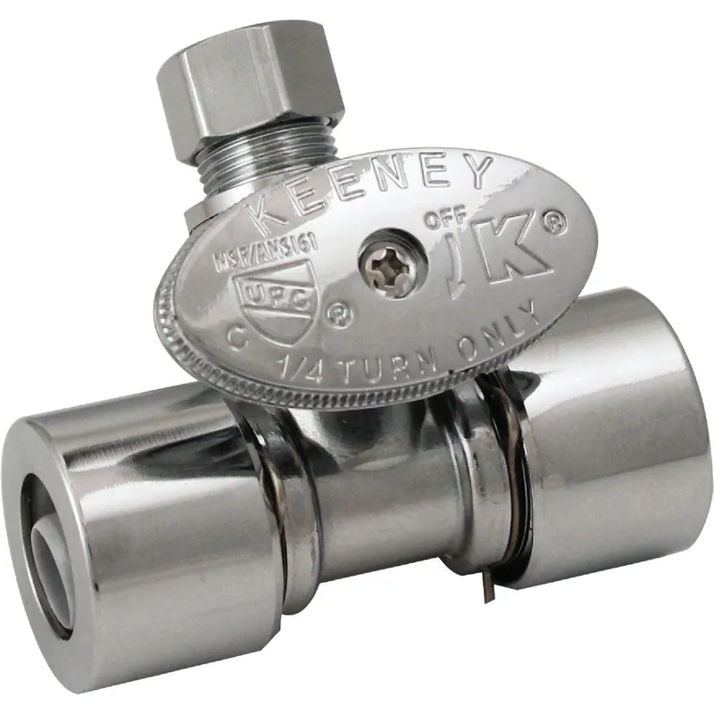 Keeney K2802PCPO 1/2 In. x 1/2 In. PF x 3/8 In. OD Chrome-Plated Brass Push Fit Straight Valve