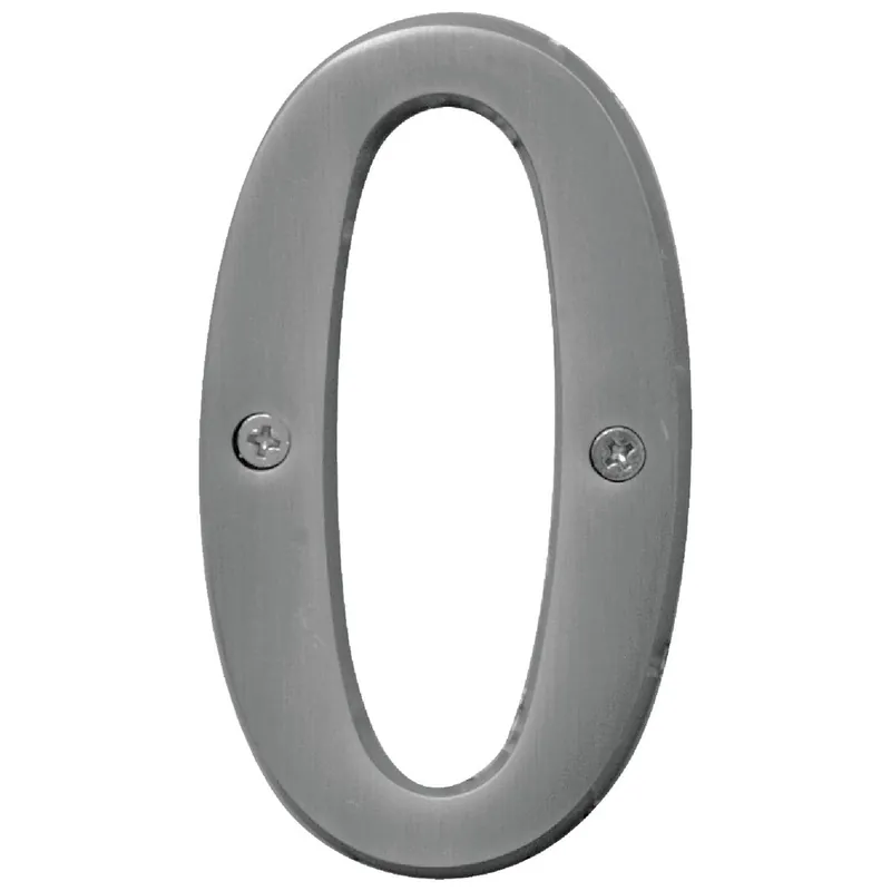 Hy-Ko BR-43SN/0 Prestige Series 4 In. Satin Nickel House Number Zero